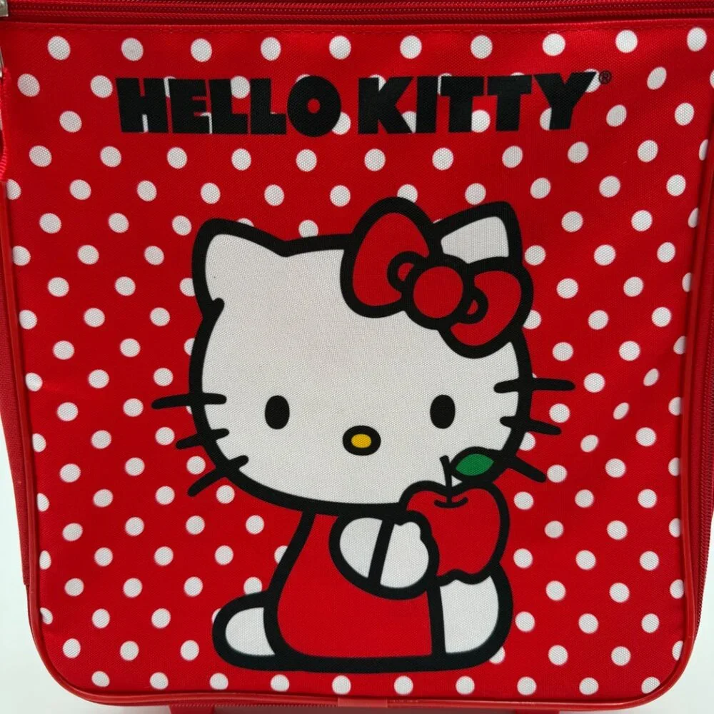 Hello Kitty Bioworld Rolling Bag Red White Polka Dot Suitcase 14